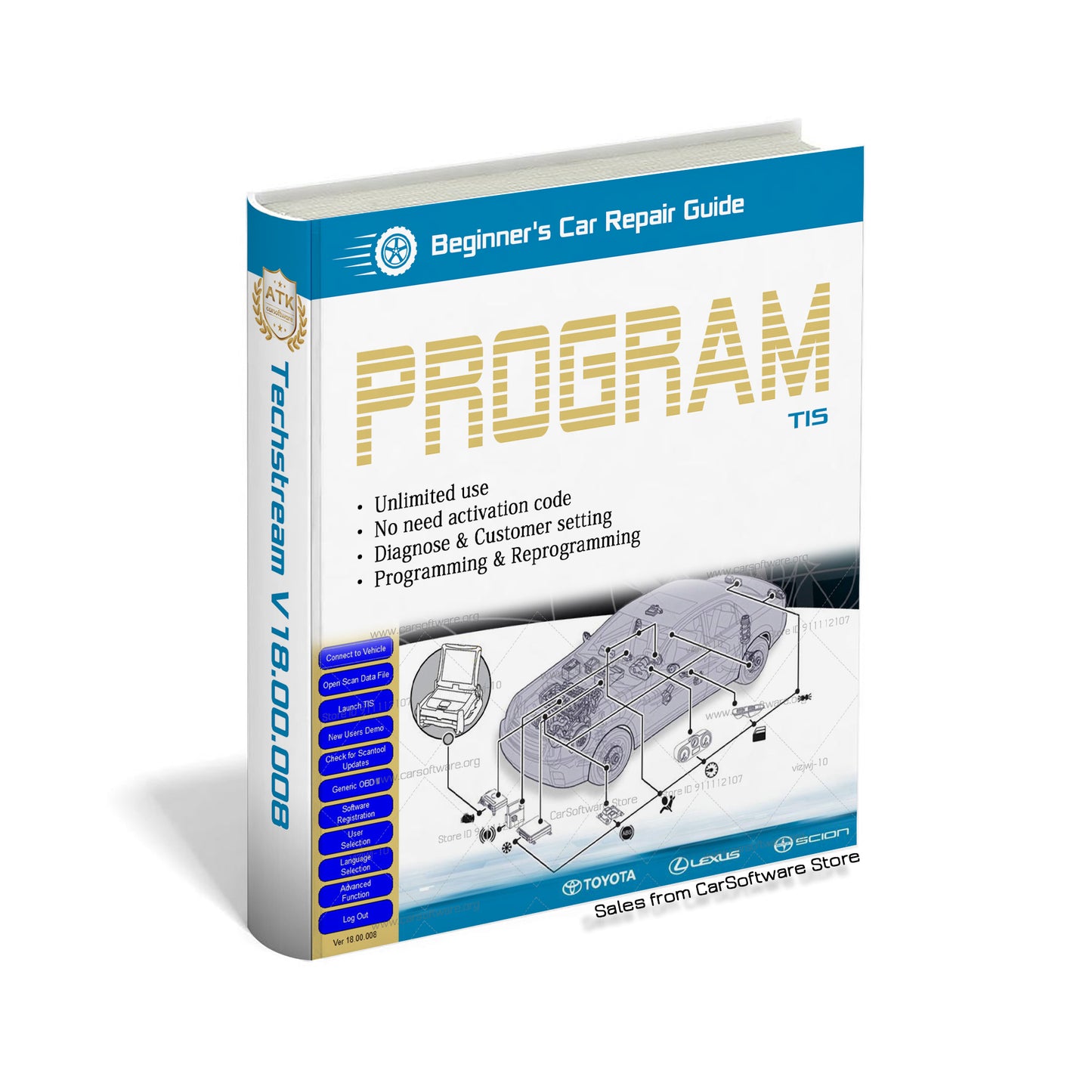 Techstream V18.00.008 For MINI VCI scantool for Toyota/Lexus/Scion ECMs cars since 1996 Technical Service Bulletins (TSBs) Diagnose, Customer setting, Programming , Reprogramming (ECM/ECU), Coding etc.