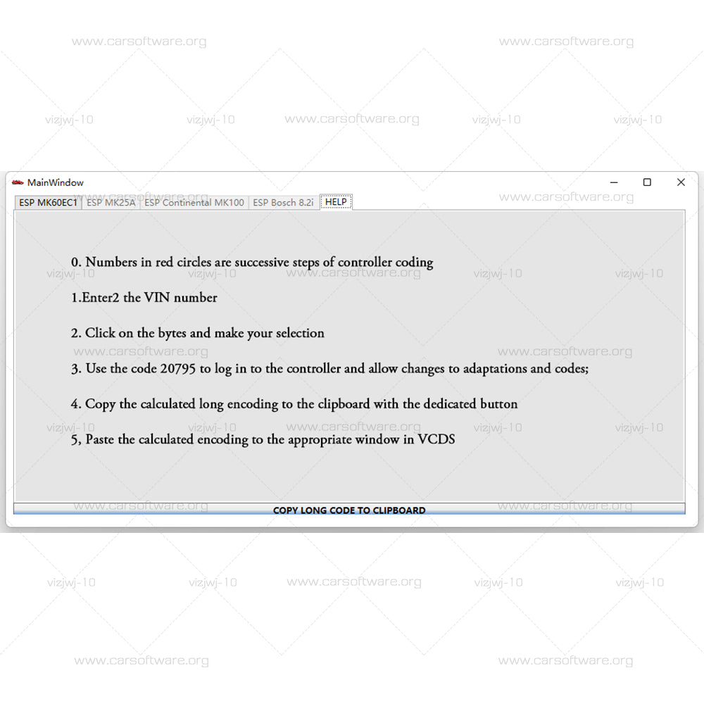 2025 ABS ESP Long Code Calculator for Bosch ESP units Changes to Adaptations and Codes VAG VCDS VIN number Suports over 20 Cars