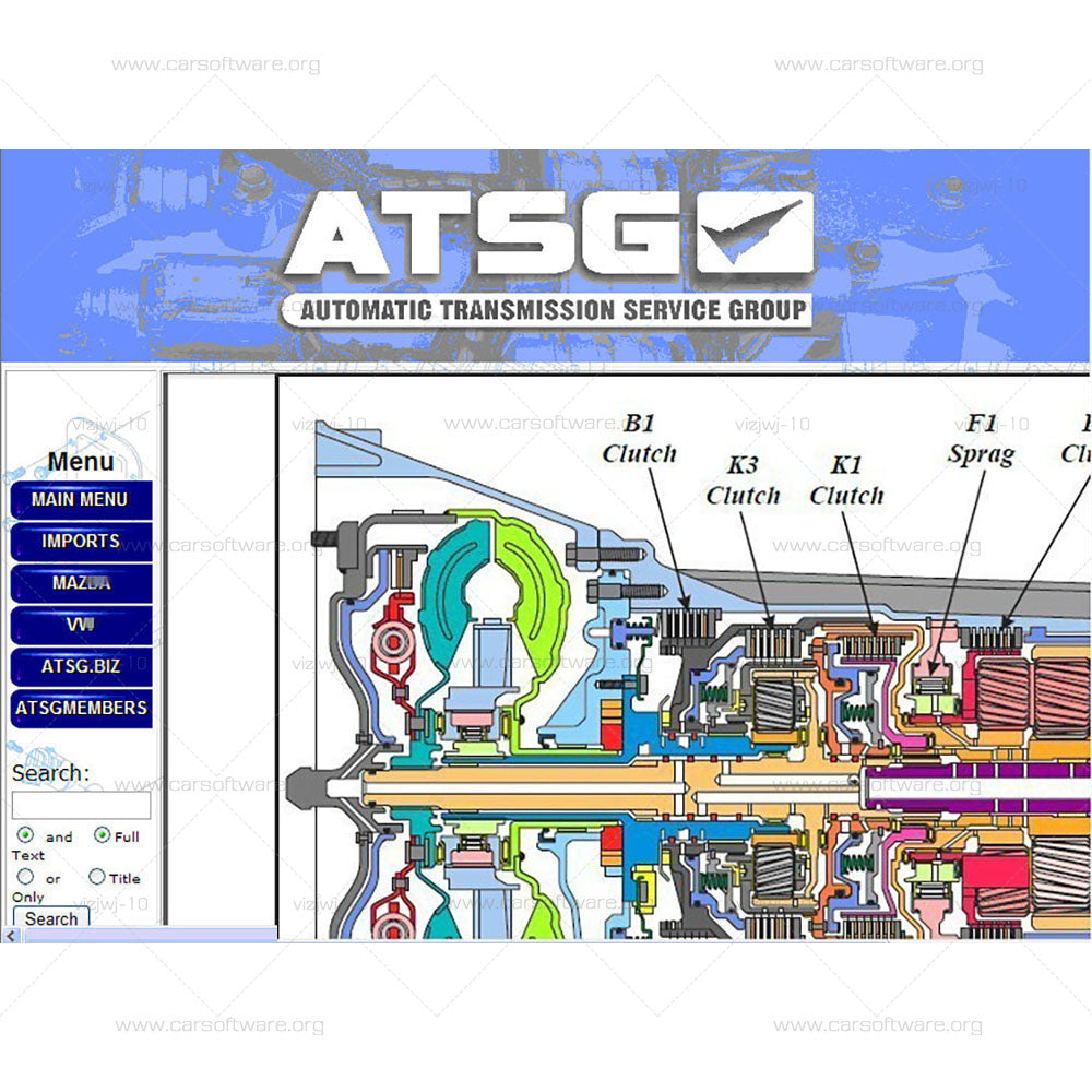 ATSG 2017 Automatic Transmission Maintenance Group Software including the maintenance, disassembly, technical bulletin and other information of the automatic transmission