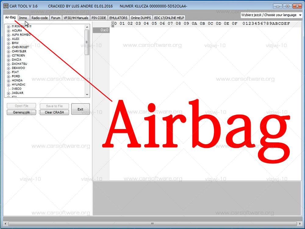 Cartool V3.6 for clearing car airbag files and delete crash data Add 200 Immo Solutions Corect Bugfix Software Clear and Delete Immo in ECU files for Renault, VAG immo emulators