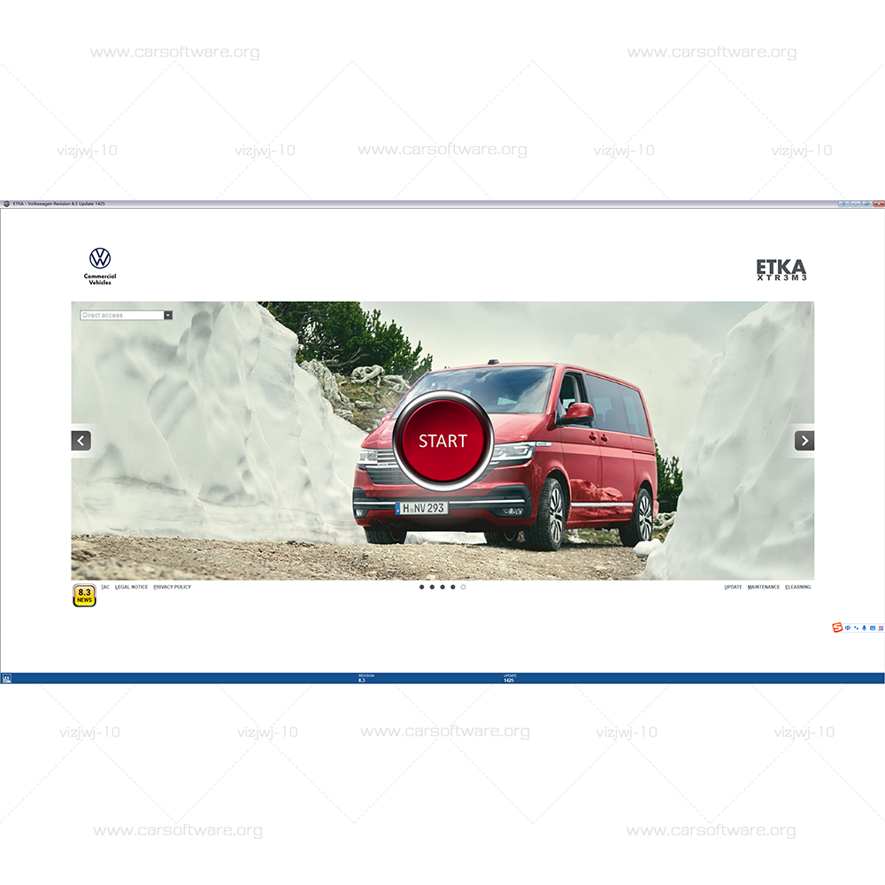 ETKA V8.3 with free keygen Have official spare parts database for Volkswagen, Audi, Seat, Skoda and Volkswagen commercial vehicles Like Engine, Gearbox, Rear axle, brakes, Electrics ...