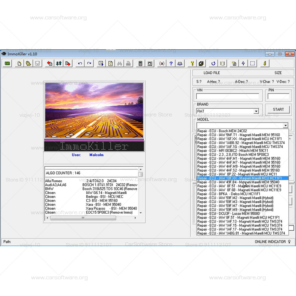 Immo Killer V1.1 is a program dedicated for repairing, by passing, virgining the vehicle immobilizer system of cars which are found in ECU