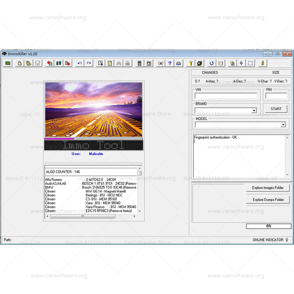 Immo Killer V1.1 is a program dedicated for repairing, by passing, virgining the vehicle immobilizer system of cars which are found in ECU