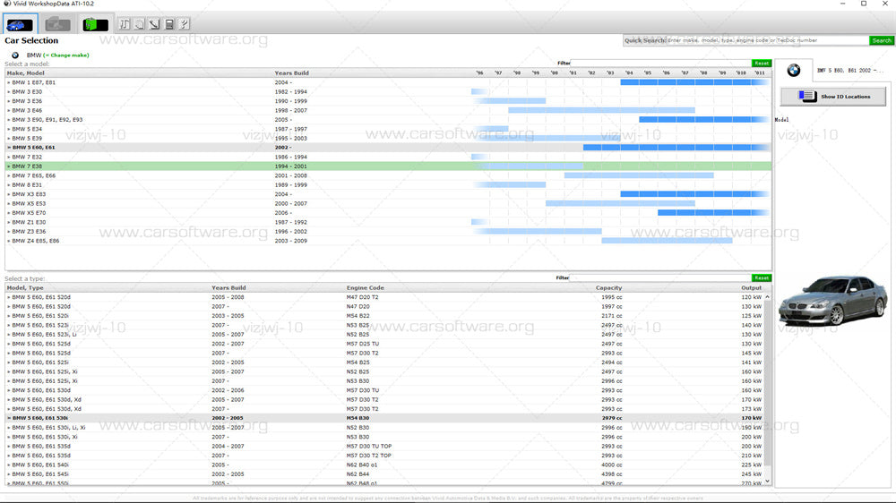 Vivid Workshop DATA 2010.2 Cars repair manual electronic book Vivid's technical database for European cars about the maintenance and repair, adjustment data, technical drawings, fuses and relays, diagnostic trouble codes and data management engine