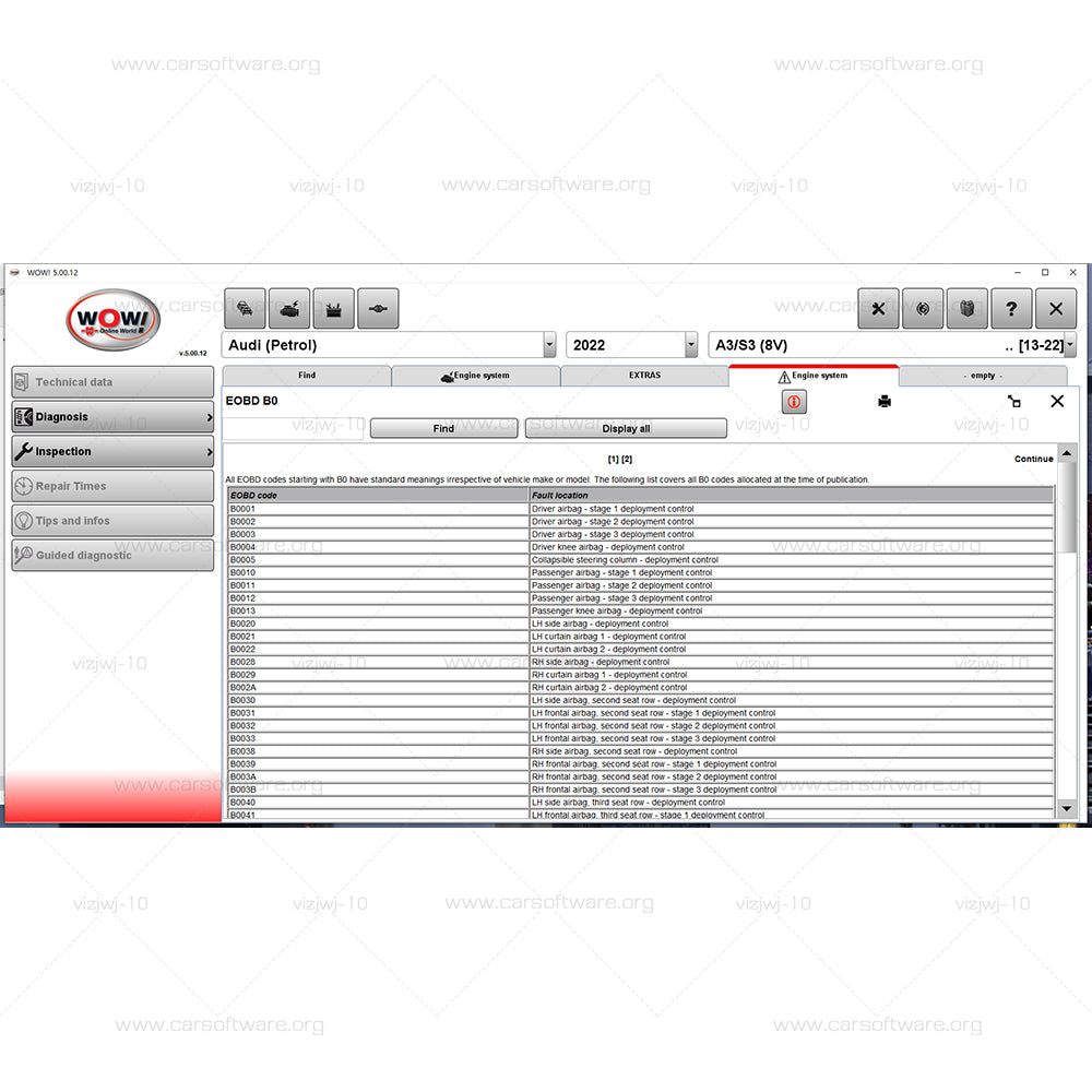 Wurth WoW Snooper 5.00.12 with free crack Diagnoses Software clears fault codes for cars/light trucks functions for diagnosing, repairing and maintaining electronic systems