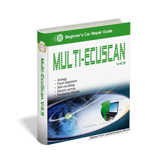 MultiECUScan V4.9 Car Software professional tool Advanced program for vehicle electronic system and automotive diagnosis such as reading and erasing errors actuator testing parameter display settings encoding Proxi alignment