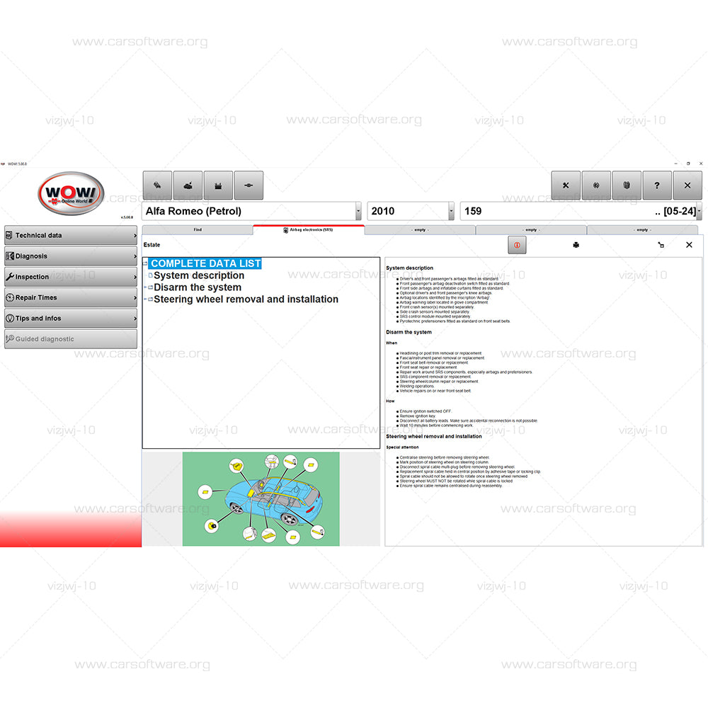 Wurth WoW Snooper 5.00.12 with free crack Diagnoses Software clears fault codes for cars/light trucks functions for diagnosing, repairing and maintaining electronic systems