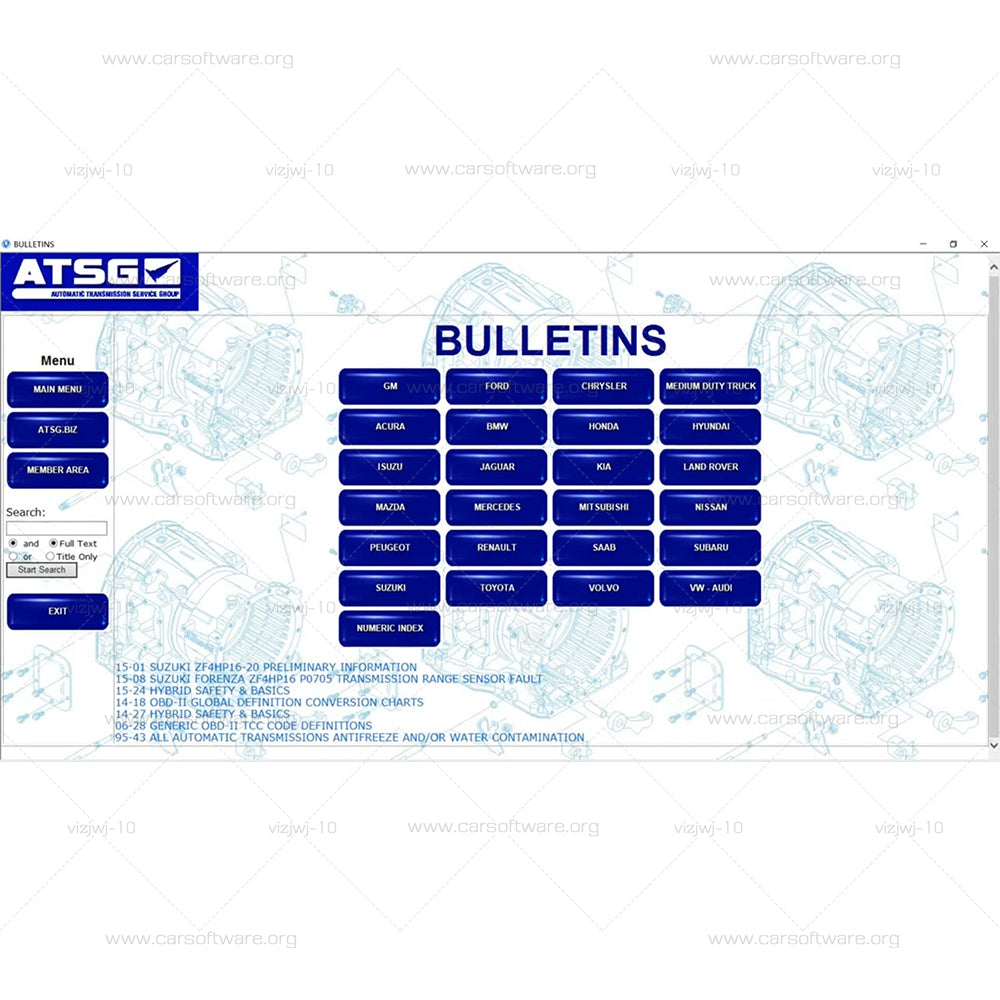 ATSG 2017  Automatic Transmission Maintenance Group Software including the maintenance, disassembly, technical bulletin and other information of the automatic transmission
