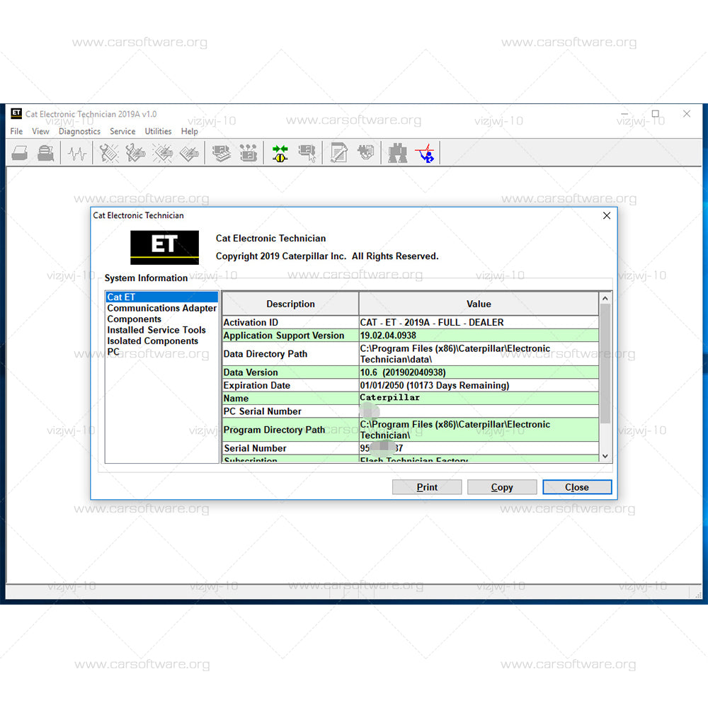 Caterpillar Electronic Technician 2019C Diagnostic Software Work with Nexiq Professional excavator maintenance software Electronic Control Module (ECM) Diagnose Communicate and Service electronically controlled