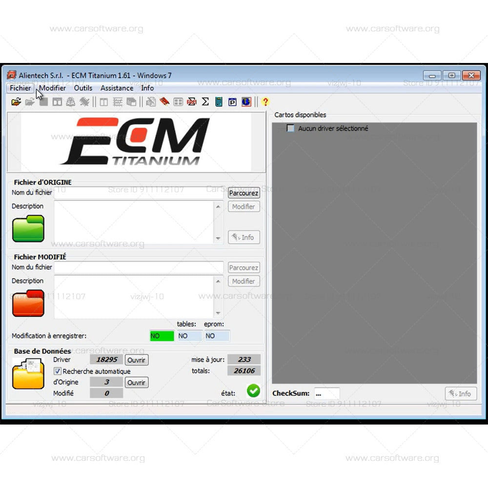 ECM Titanium V1.61 ECU Repair Software With 26000 + Driver ECM 18259+ Drivers to interpret the files that are contained inside the motor controller and increase the engine power