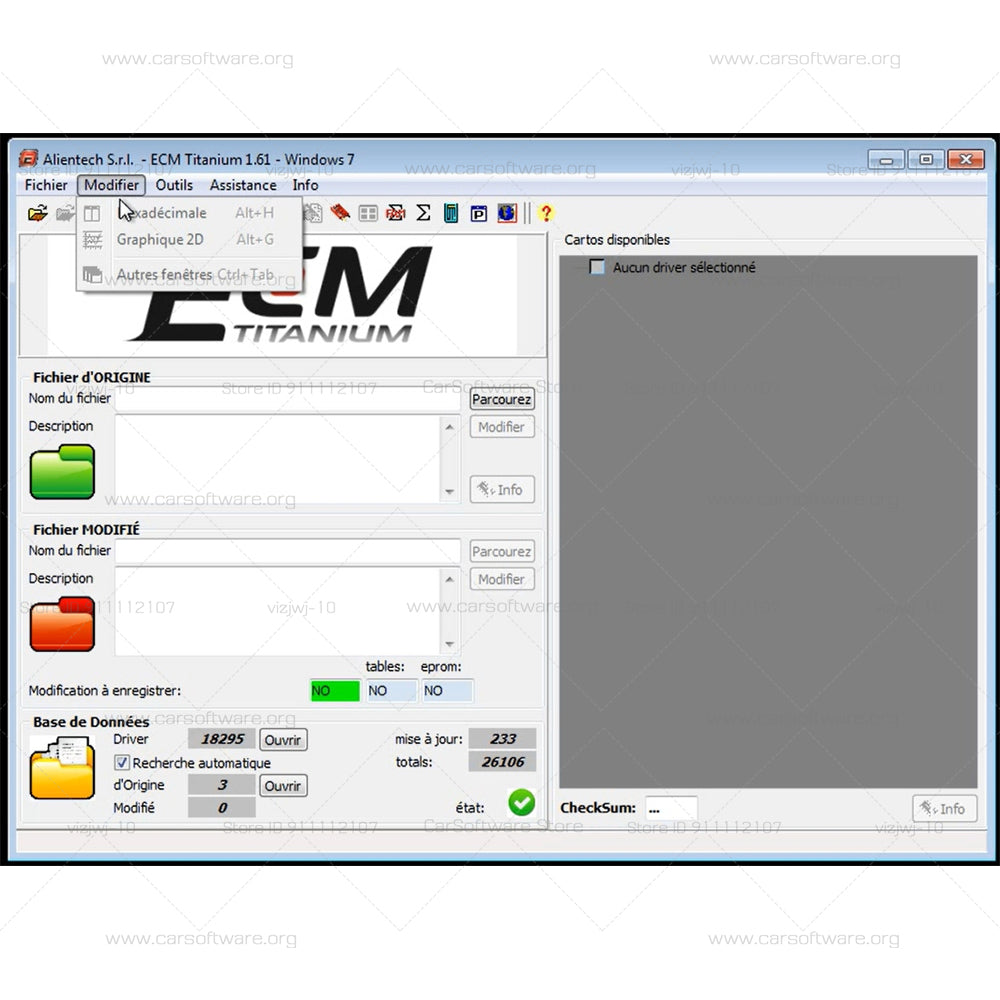 ECM Titanium V1.61 ECU Repair Software With 26000 + Driver ECM 18259+ Drivers to interpret the files that are contained inside the motor controller and increase the engine power