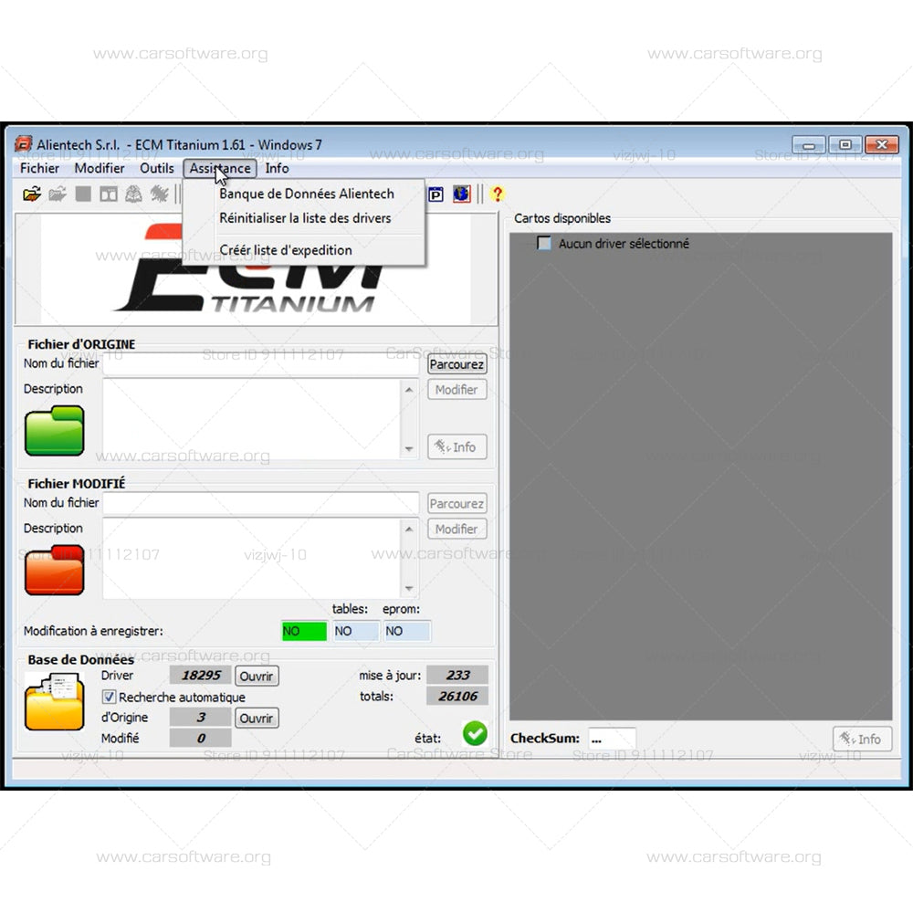 ECM Titanium V1.61 ECU Repair Software With 26000 + Driver ECM 18259+ Drivers to interpret the files that are contained inside the motor controller and increase the engine power