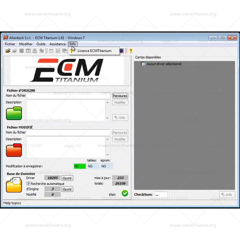 ECM Titanium V1.61 ECU Repair Software With 26000 + Driver ECM 18259+ Drivers to interpret the files that are contained inside the motor controller and increase the engine power