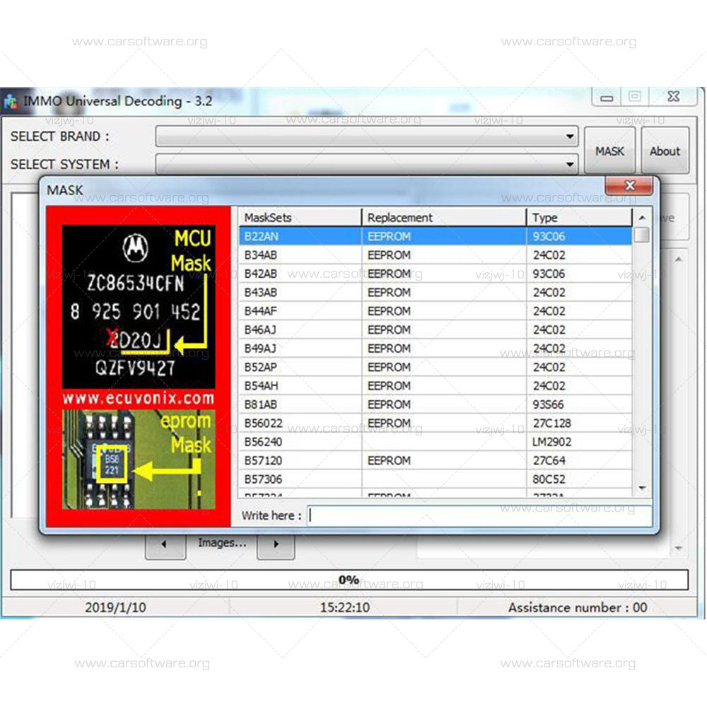 IMMO Universal Decoding V3.2 Remove IMMO Code, Read ECU File, Delete definitively Work with programmer such as UPA-USB, Wellon Series VP/GP