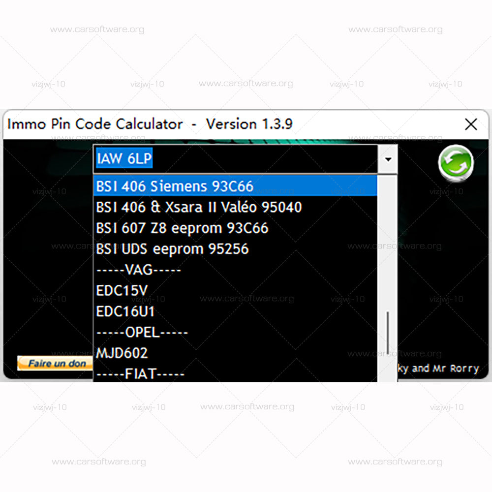 IMMO Pin Code Calculator V1.3.9 Software keygen for PSA / VAG / OPEL / FIAT Immobox to decode pin code on many PSA ecu’s by dump