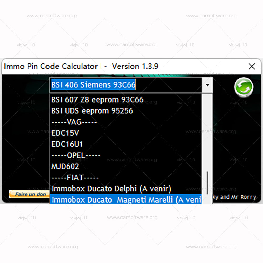 IMMO Pin Code Calculator V1.3.9 Software keygen for PSA / VAG / OPEL / FIAT Immobox to decode pin code on many PSA ecu’s by dump