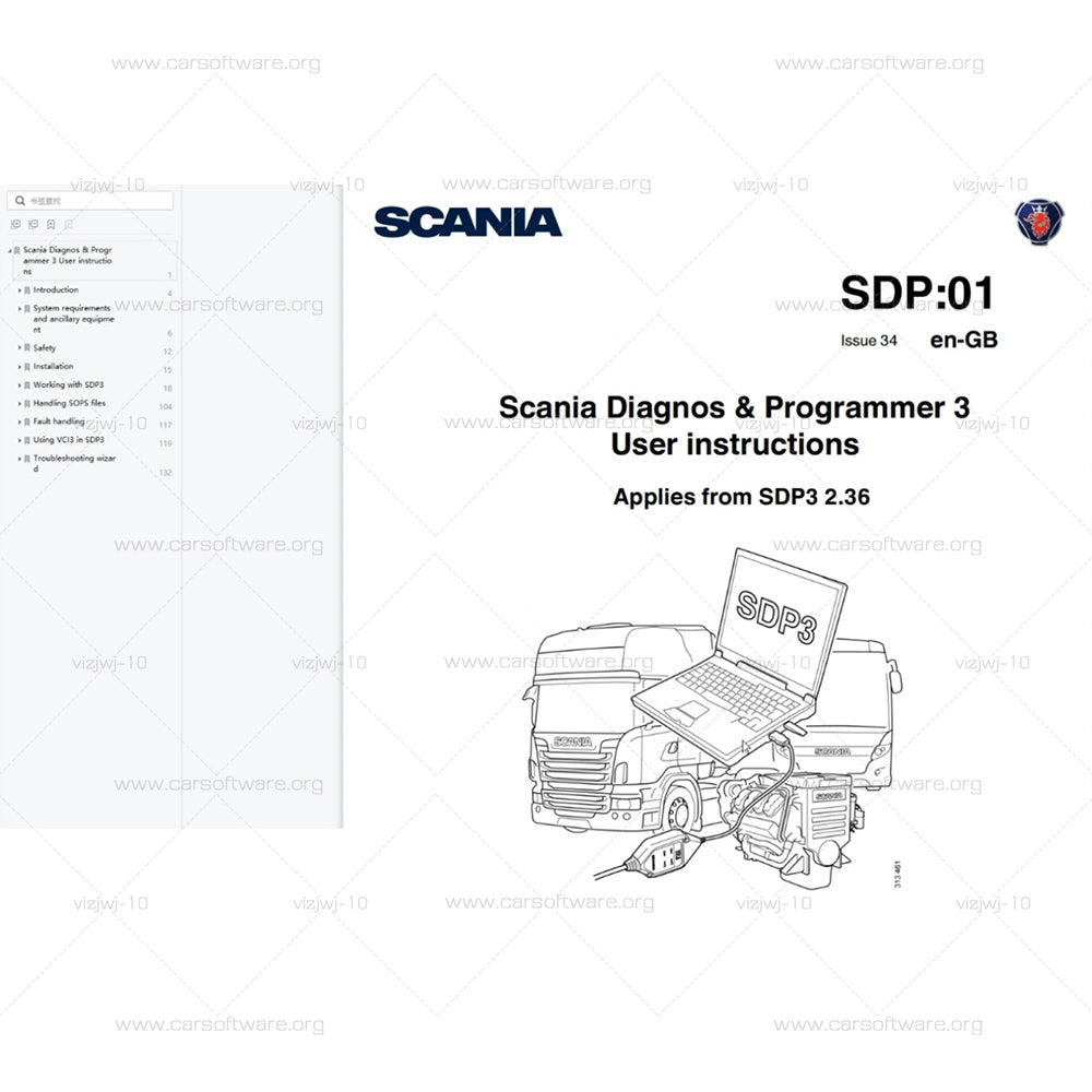 Scania Diagnos & Programmer 3 (SDP3) communicates with Scania vehicles SDP3 V2.57.1 For Truck, heavy truck, ship Fault Codes Trouble shooting Electrical System Checks & Adjustments Work with VCI2 / VCI3