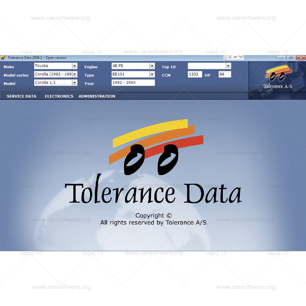 Tolerance Data 2009.2 Professional Software vehicle maintenance database information For all European, Japanese, Korean and English cars