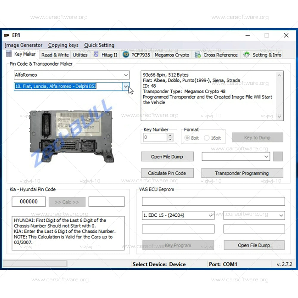 Zed-Bull Clone V2.7.2 Work with Diagnostic Tool Equipment Mini ZedBull V508 Finding PIN Code software EFfI - Second Life can work with all clones and original devices Transponder Cloning