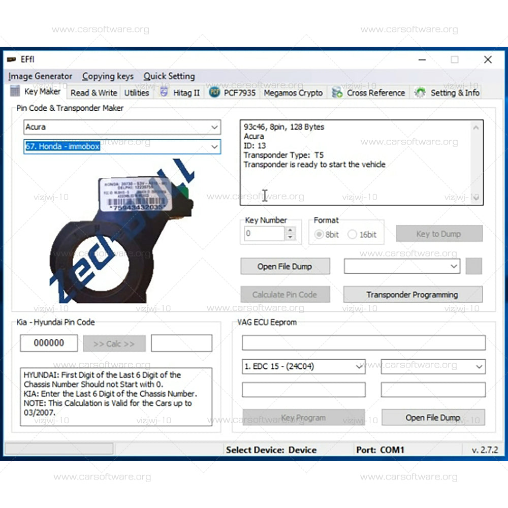 Zed-Bull Clone V2.7.2 Work with Diagnostic Tool Equipment Mini ZedBull V508 Finding PIN Code software EFfI - Second Life can work with all clones and original devices Transponder Cloning