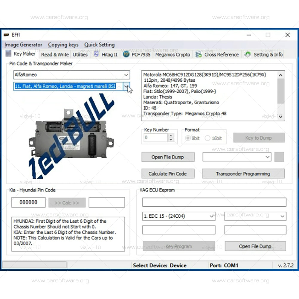 Zed-Bull Clone V2.7.2 Work with Diagnostic Tool Equipment Mini ZedBull V508 Finding PIN Code software EFfI - Second Life can work with all clones and original devices Transponder Cloning